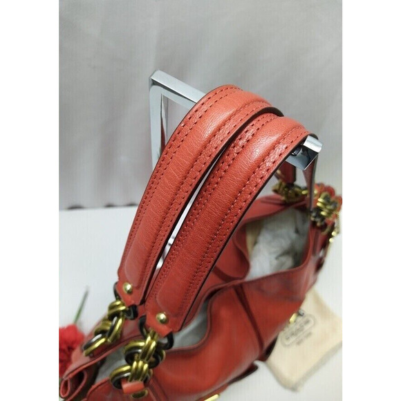 Coach Chelsea Flagship Curry Orange Leather Turnlock Pockets Shoulder Bag - $798 - Picture 6 of 14